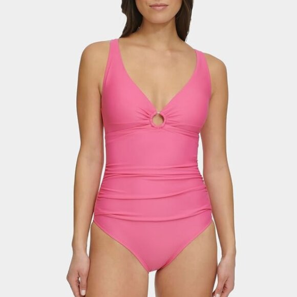 Tommy Hilfiger Women's O-Ring One-Piece Swimsuit - Dahlia - Picture 1 of 3